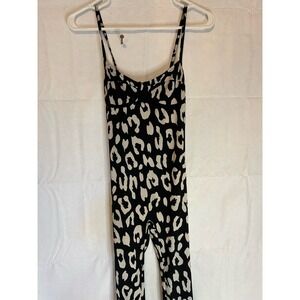 Black White Animal Print Jumpsuit Romer Women GUC Small